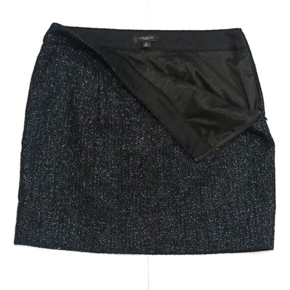 Ann Taylor Black Tweed & Silver Metallic Glitter Mini Skirt Size 10 ~ skirt only - Picture 4 of 5